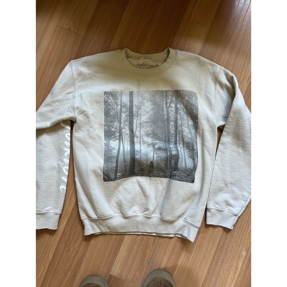 Taylor Swift In The Trees Beige Folklore CREWNECK Size S *RARE**